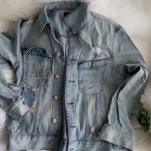 Express Distressed Blue Jean Jacket